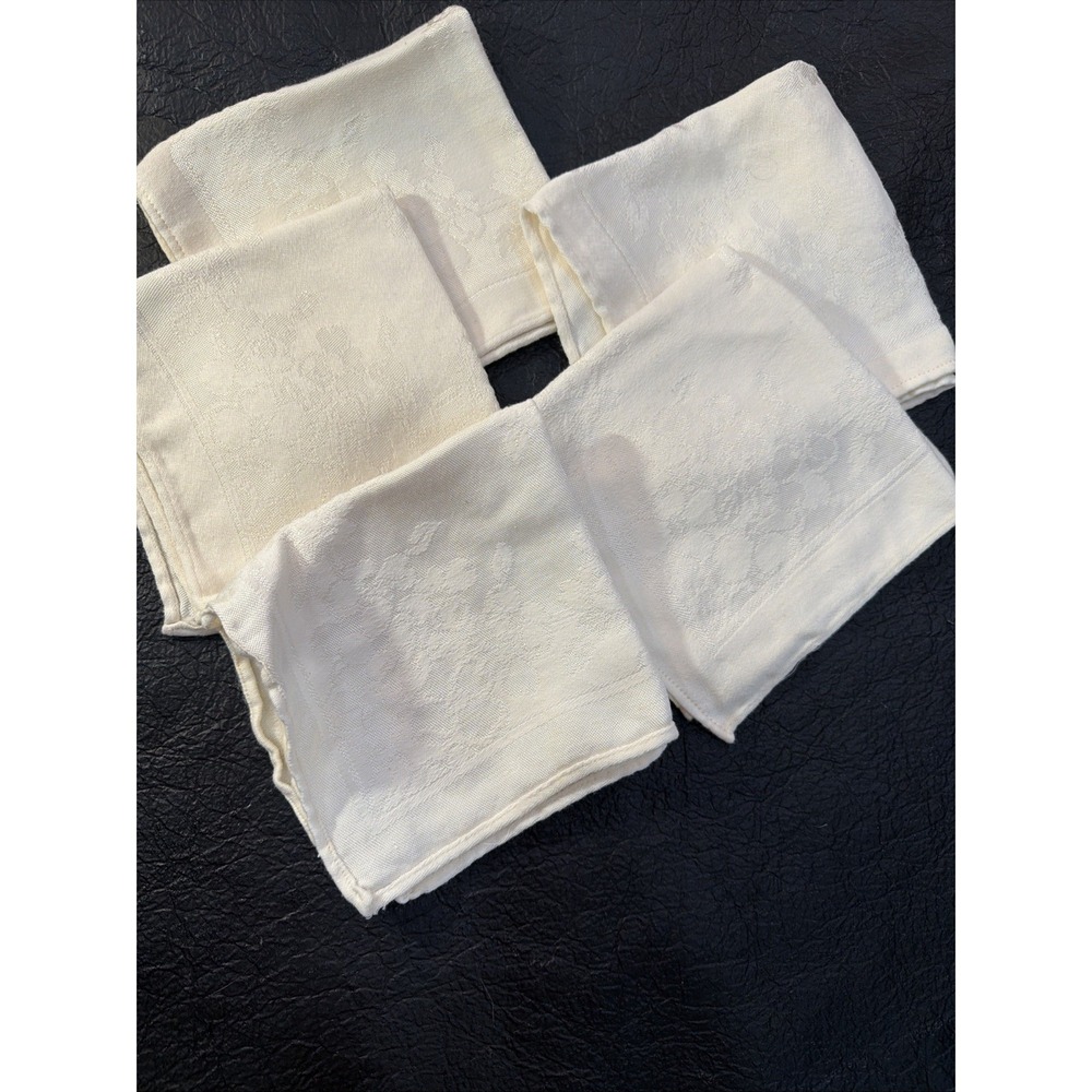 Set‎ of 5 Vintage Linen Napkins Floral Table Linens, Bread Basket, Clean 377